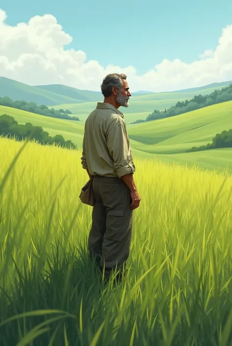 illustration, man in the field