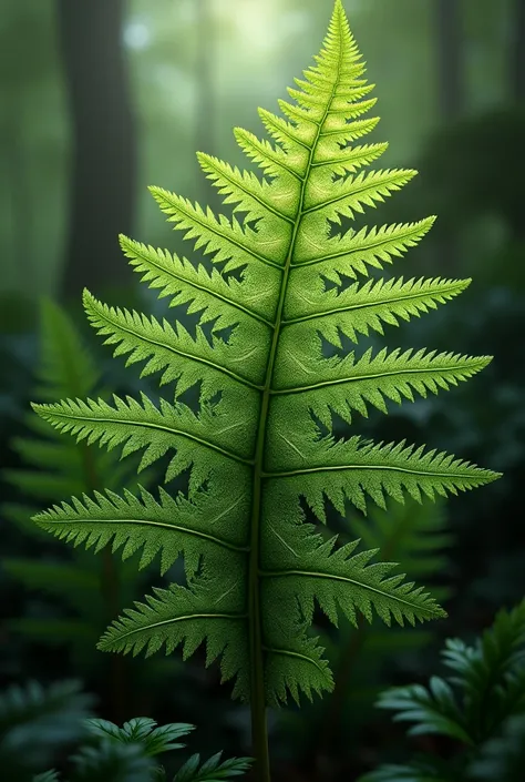 Draw me a highly detailed fern leaf, with 5 different variation and patterns 