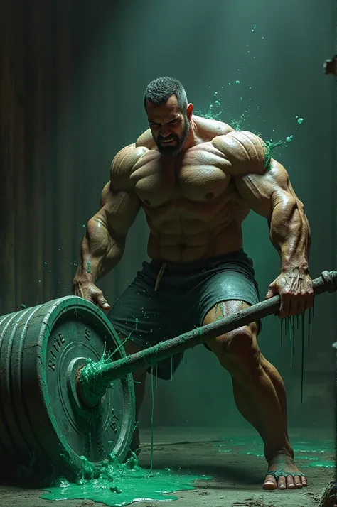 You can beat a muscular guy with a barbell soaked in slime