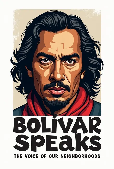 create an imagotype: Bolivar speaks: The voice of our neighborhoods Rectangular white background Only text and a representative image in lines