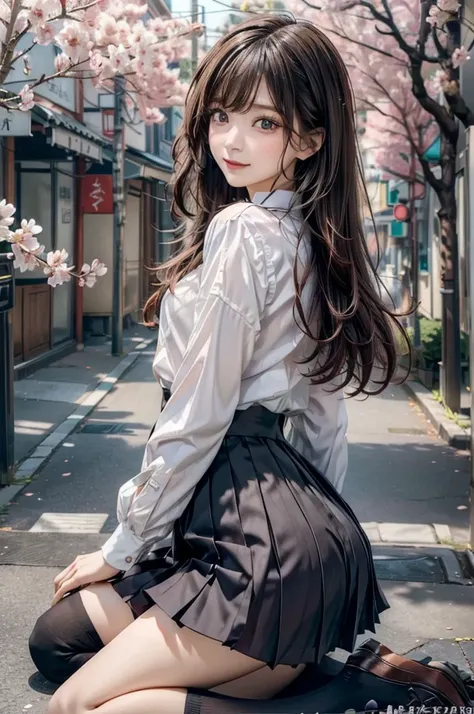 ((Highest quality)), ((masterpiece)), (detailed), (High contrast natural side sunlight, Dynamic Lighting, Cinema Lighting), Anime Style, (((whole body))), Cute Japanese, ((Rear view, look back)), Looking at the audience, smooth, fair skin, Exaggerated supe...