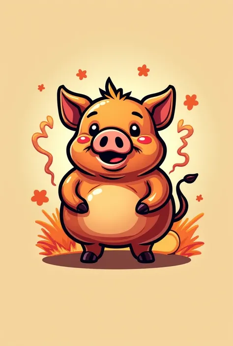 A fun  logo with a roasted pig c