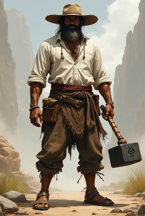 Tonho is a strong man, with a face marked by battles against the hard life in the backlands. Always wear a white cotton shirt, goat leather pants and leather sandals, with the inseparable wide-brimmed hat, typical of northeastern cowboys. Instead of a magi...