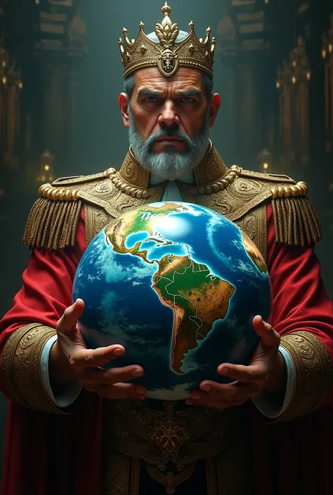 You can make a corrupt ruler of Colombia holding the planet Earth with his hands to draw it easily