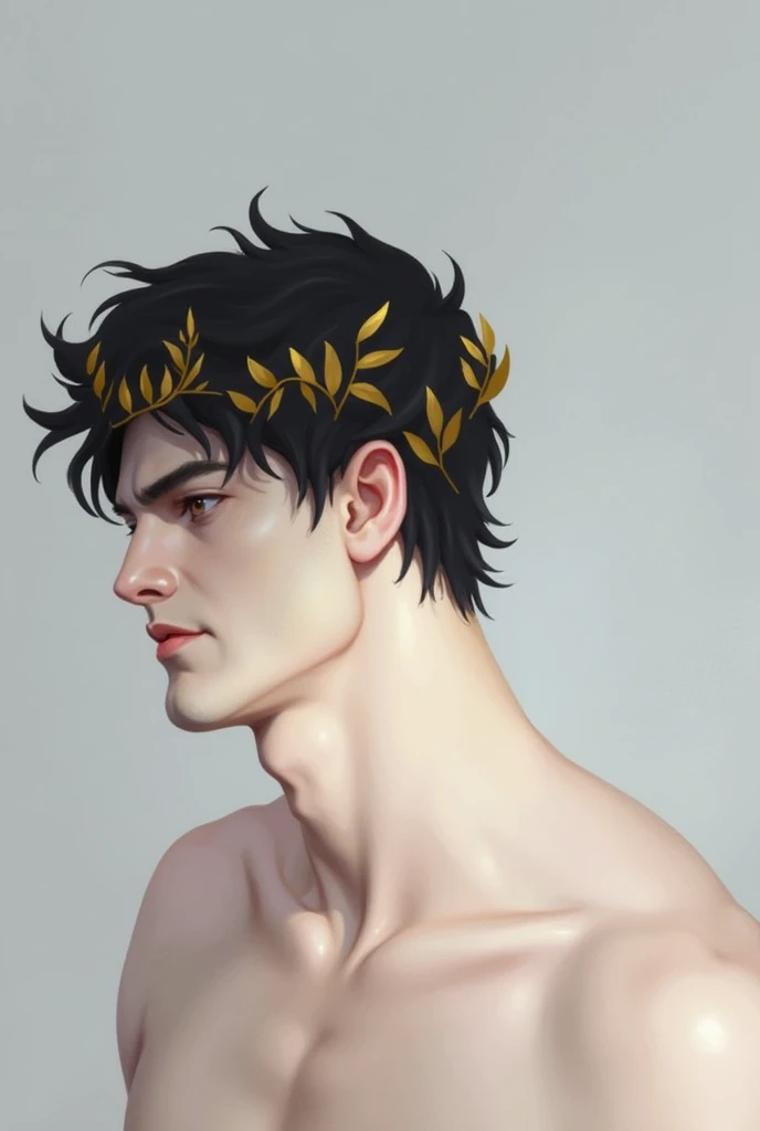 same as in the picture. man. golden laurel wreath on the head 