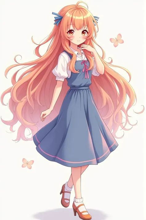 Kawaii long hair teacher full body with transparent background