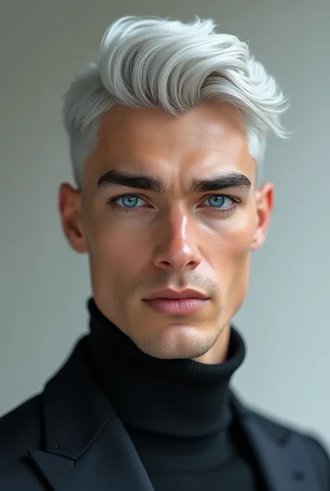 Handsome man with blue eyes and whitish hair