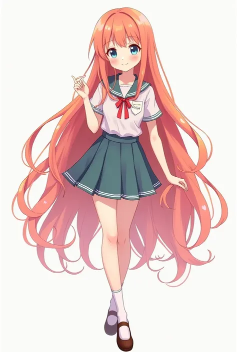 Kawaii long hair teacher full body with transparent background