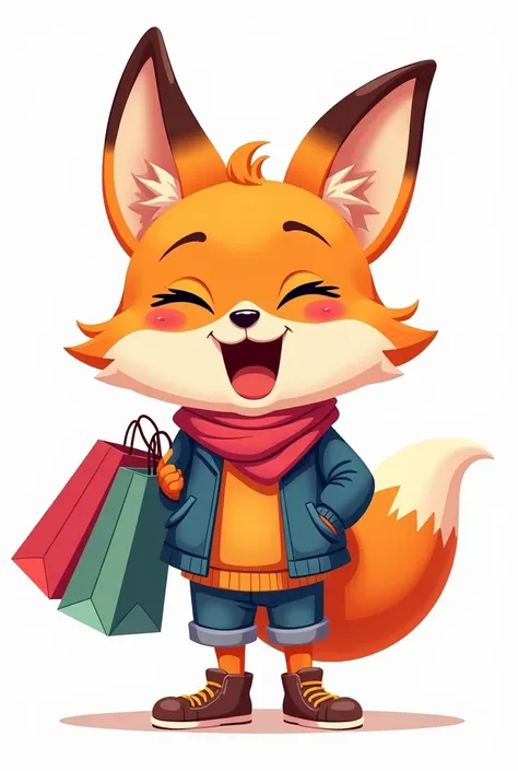 I want to create an avatar for my TikTok channel called Shopping Addict. Square avatar required, White background, has a picture of a fox happily shopping.