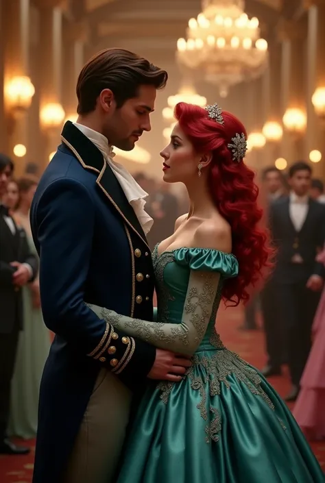 Prince Eric and Ariel in Bridgerton outfits 