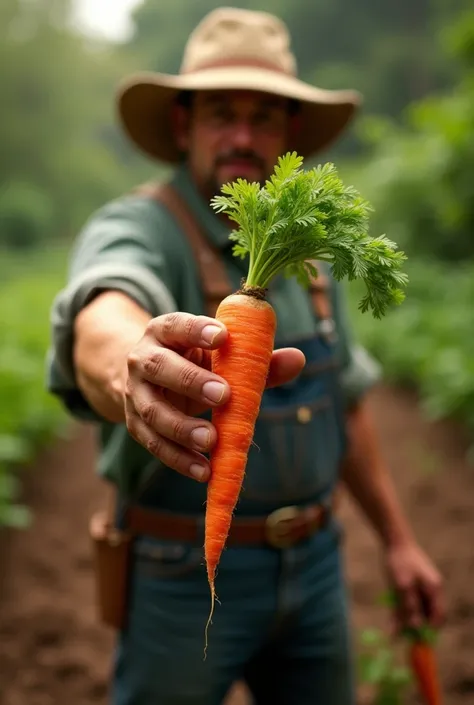 someone holding a carrot