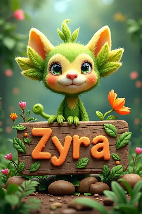 Zyra nameplate in stitch cartoon character design