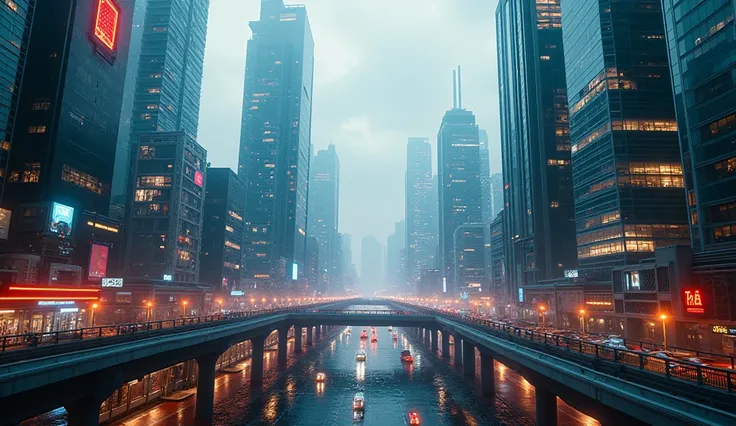 A modern metropolis, towering skyscrapers, cutting-edge cityscape, detailed architecture, futuristic city, glass and steel buildings, dynamic urban environment, intricate city details, advanced technology, bustling metropolis, dramatic lighting, cinematic ...