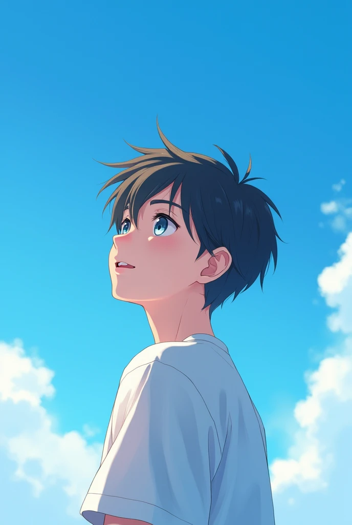 Anime boy and blu sky