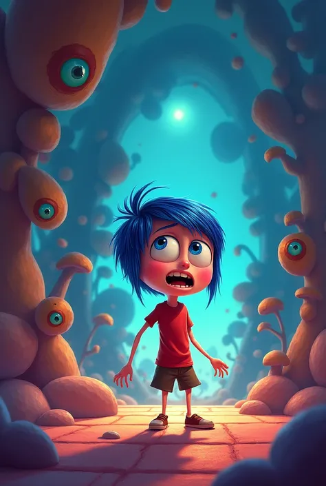 Fear emotion in the style of “Inside Out” the movie 
