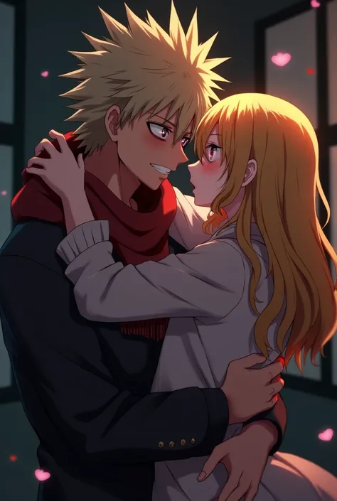 Katsuki bakugo dans mha qui embrasse une fille 