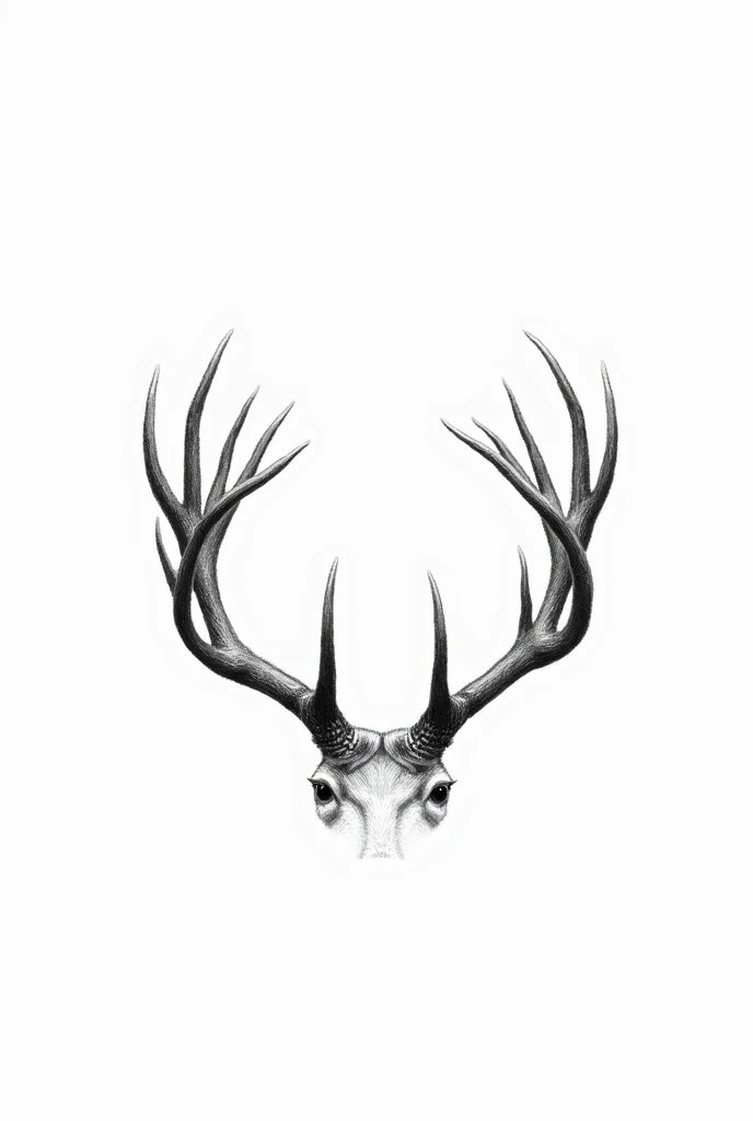 Sketched Deer antlers that are in black and white