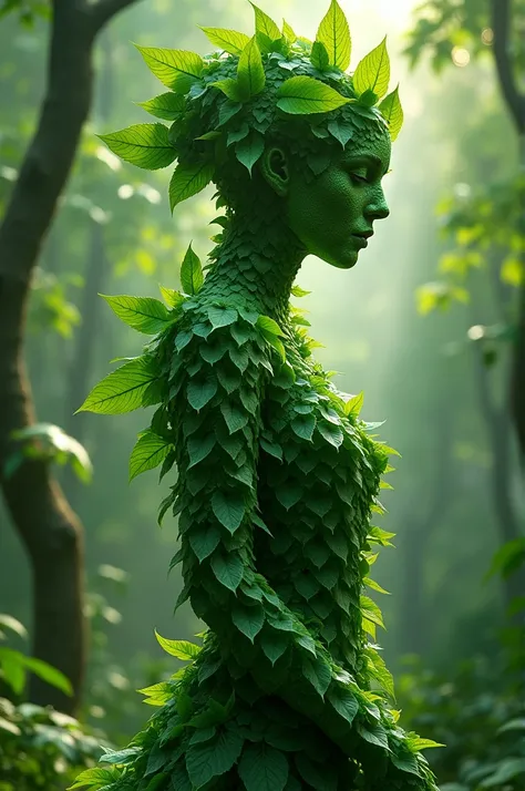 Make a naked girl out of leaves