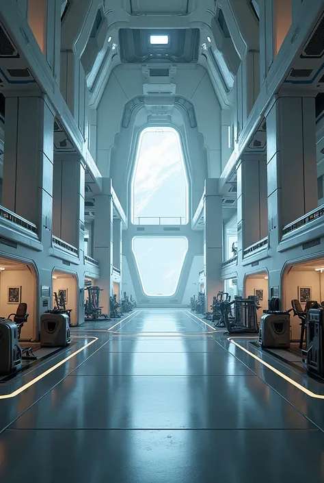 The gym on a huge spaceship Empty space