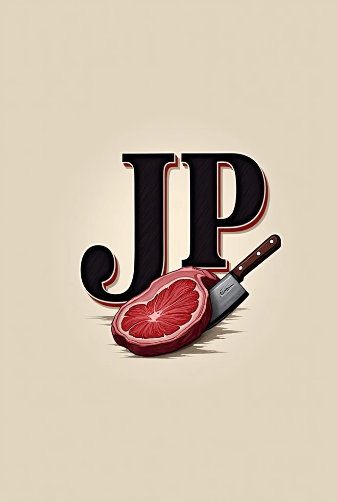 I need a logo that says JJP with an image referring to meat



