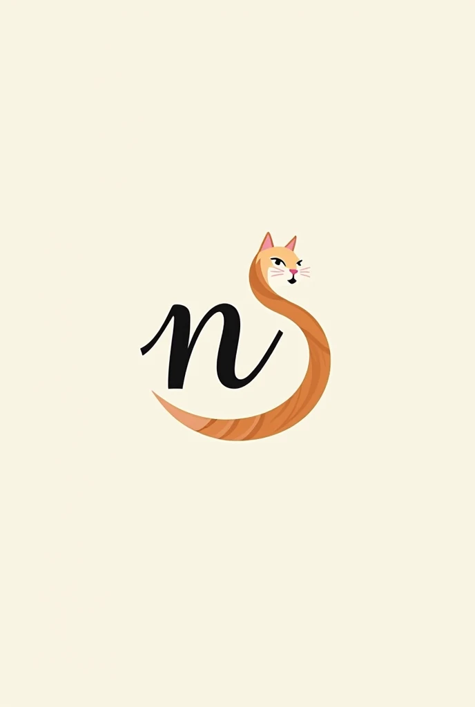 N in cursive with a cat tail 