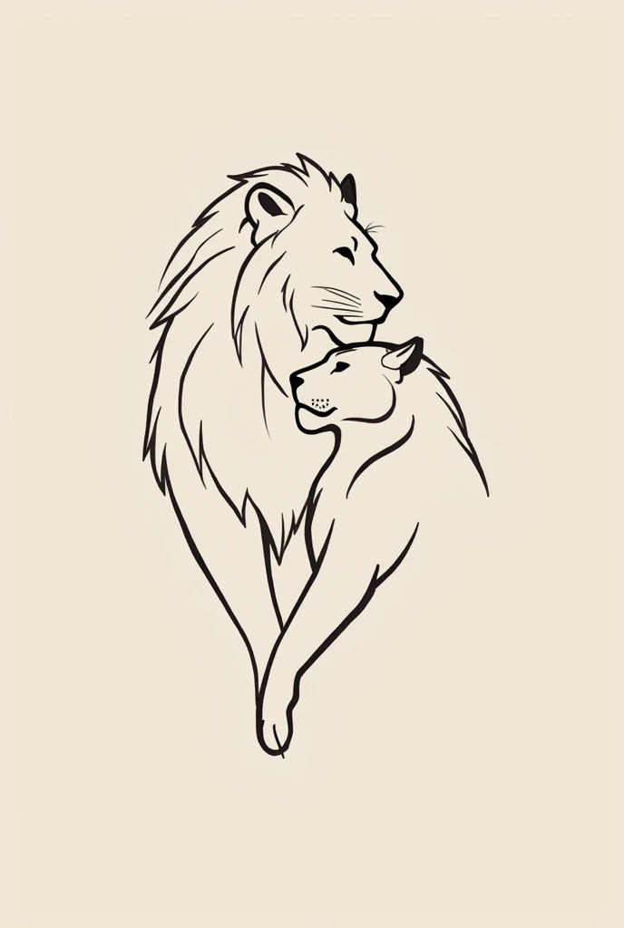 get a minimalist lion and lioness tattoo 
