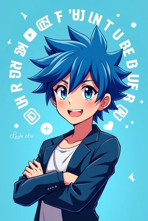 MAKE A ANIME CHARACTER A BOY ATTITUDE BOY YOUTUBE LOGO WITHOUT TEXT IMAGE COLOUR BLUE