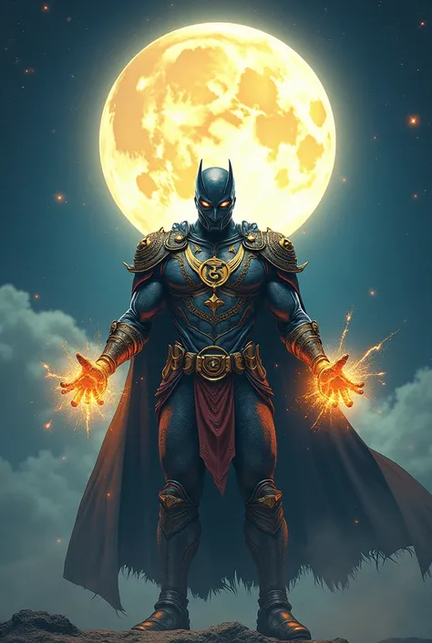 Tamil version moon knight holding a chakra with Lord Chandra dev
