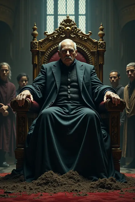 Draw Voldemort but with a mustache and mature features on a throne made of poop.  In a court of law The Minister of Magic, ally of the dark Lord Voldemort, declares that the Dark Lord has triumphed, while the will of the magical world is ignored, As Death ...