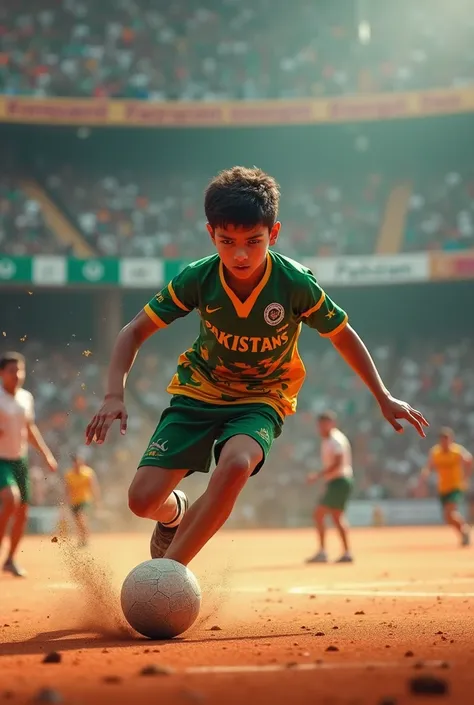 Pakistani boy play kabaddi in stadium 