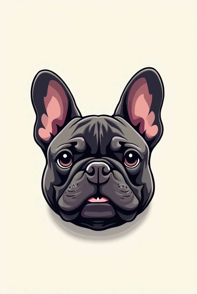 Logo of an online sneaker store with the face of a French bulldog 
