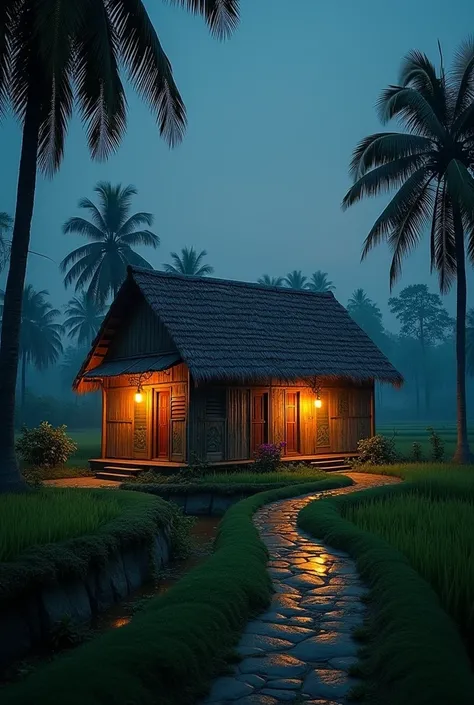 Bangla village house for night  high quality 