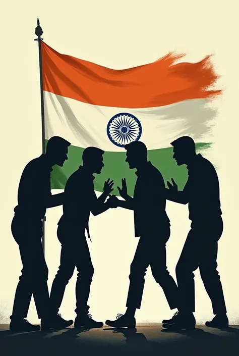 Four man stepping on Indian flag 