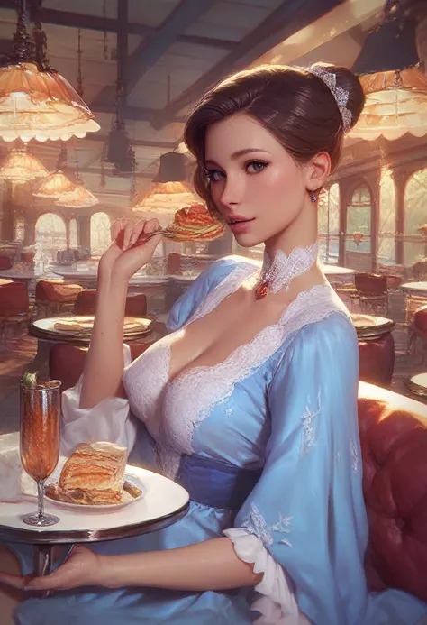 score_9, score_8_up, score_7_up,1girl,tentenXL,brown hair,hair bun,detailed face, masterpiece,best quality, shiny , wearing a dress,restaurant, looking at viewer, closeup