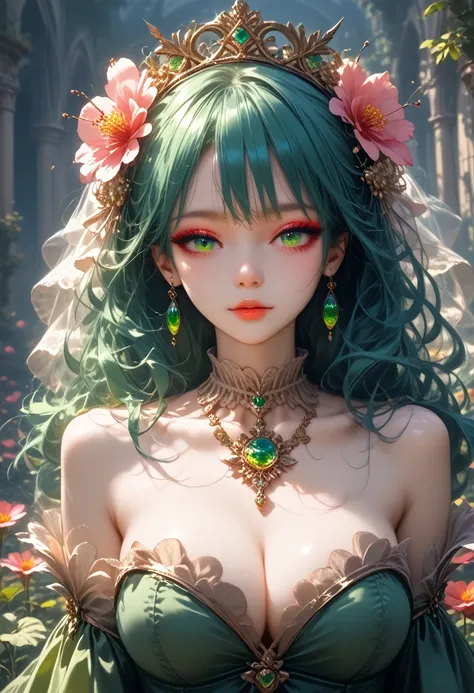 score_9, score_8_up,score_7_up, masterpiece, best quality, perfect anatomy, very aesthetic, official art, 8k, 1 girl, lush breasts, Beautiful Stylish Outfit, sexy, Sends a Kiss, Leaning towards the Spectator, winks, In the background is the sun, green gras...