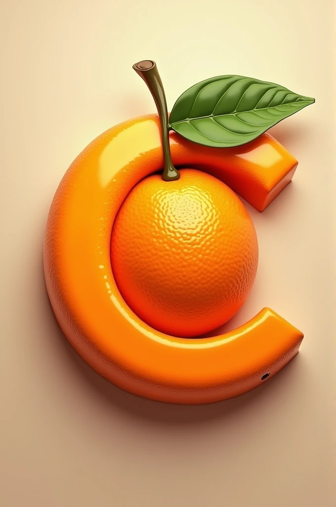 Sign with an image of an orange with the letter c underneath