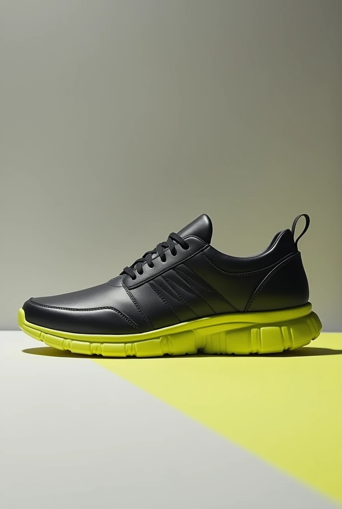 Minimalist men&#39;s footwear with a touch of neon yellow color. 