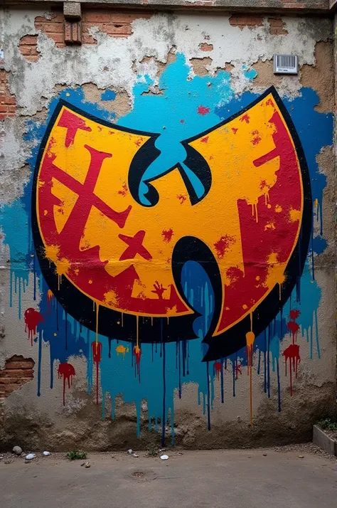 Hip hop graffiti with the symbol of the Wu Tan Clan group
