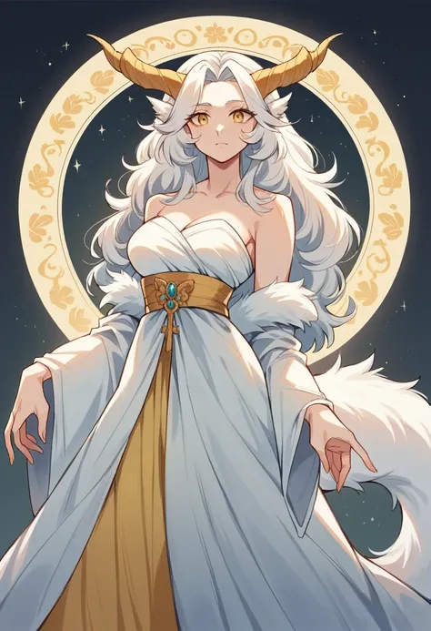 по знакомствам. solo human girl, Priscilla crosbreed. 30 year old. White fluffy long dress, medium breasts, Fluffy white fur covered all body, Fluffy white tail, dragon horn, white long hair, yellow dragon eyes.