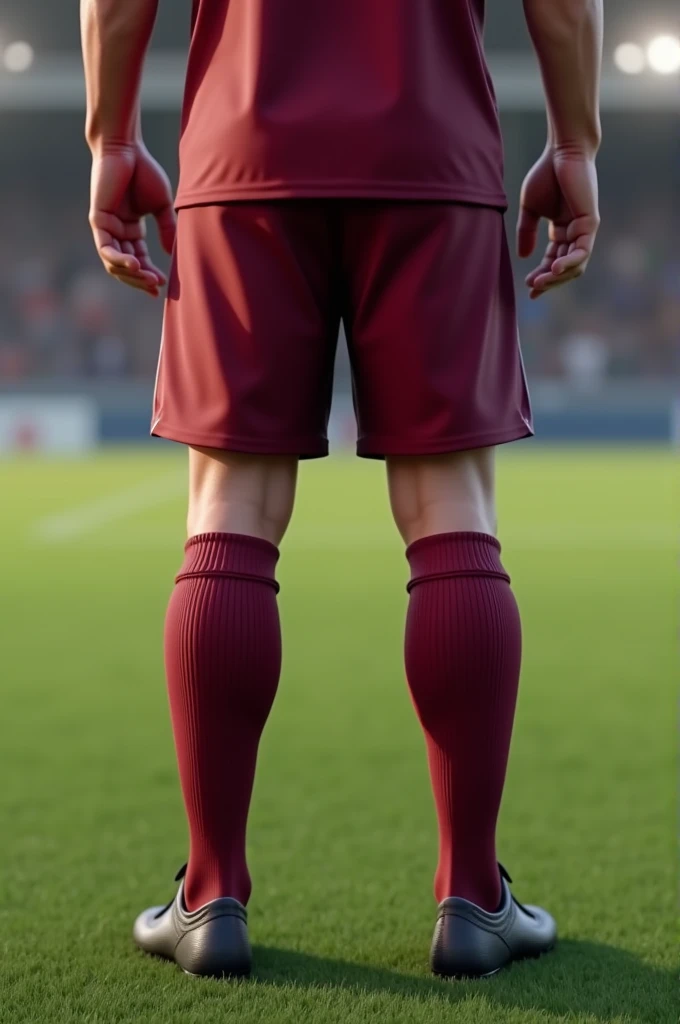 Generates a maroon soccer shorts and soccer socks 