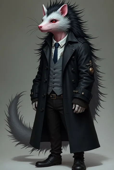 Draw eluca from pretty blood and he is a porcupine and a gothand Eluca is a platinum gray porcupine malino with sangria-red eyes, a pink belly and a large, unkempt mane of black hair (supposedly spines). Hes dressed in a trenchcoat, pants, and shoes, all b...