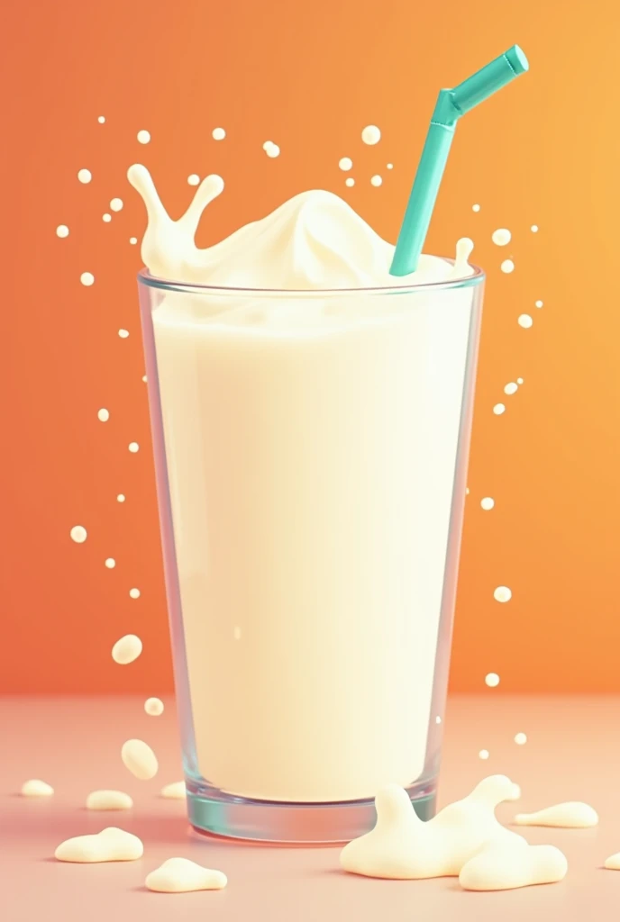 Make me an animated style logo, of a happy drink, white with striking background, without creating creaminess, that looks refreshing and a little thick