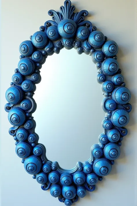 Oval mirror decorated with blue snail shells