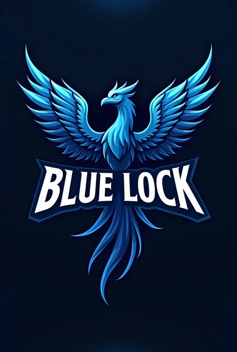 A logo for a football team inspired by the anime Blue Lock with the name Blue Lock and a blue phoenix


