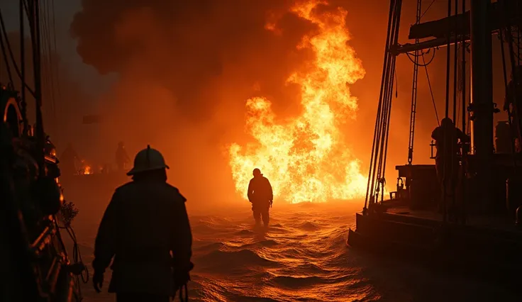 fire inside the hold of a ship