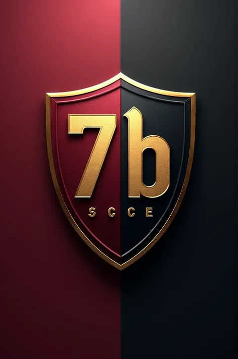 A football shield that says 7b scce, burgundy and black