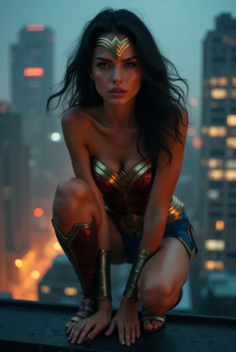 A Masterpiece, 4k, Hyperdetailed, photorealistic, beautiful 28 year old woman, Gal Gadot as Wonder woman, Wonder woman costume, half-smile, exquisite facial features, exposed breasts, visible , exposed legs, exposed body, exposed vagina, visible pussy, sex...