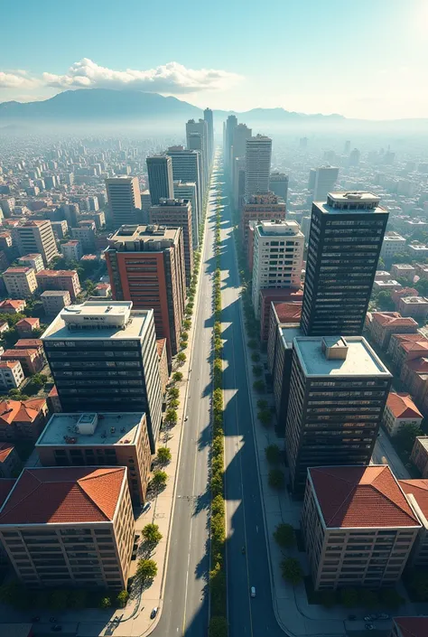 Have several semi-tall residential and office buildings that are separated, with a different design each one of them on an avenue in the city of Arequipa. That has satellite view 