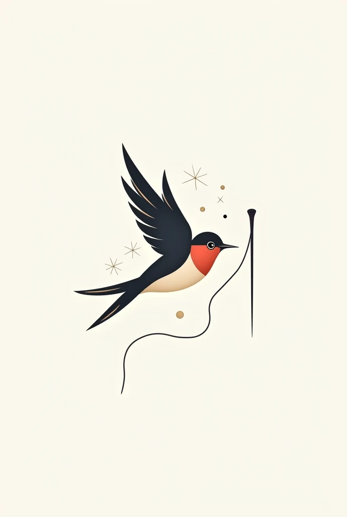 Create a logo with a bird flying with a needle in its beak