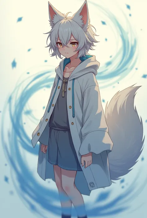 Anime boy with wolf ears and tail 
